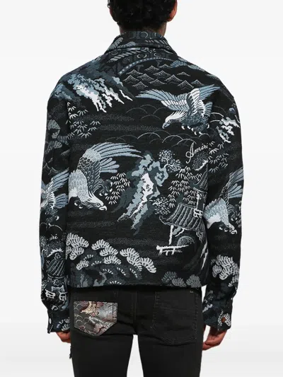 Amiri Men Bird Tapestry Blouson Jacket In Black