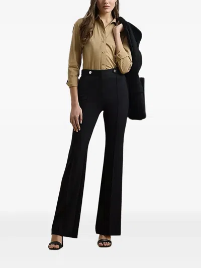 Ralph Lauren Button-detailed Bootcut Trousers In Black
