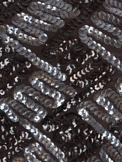 P.a.r.o.s.h Fitted Crop Top With All-over Sequin Geometric Pattern In Black