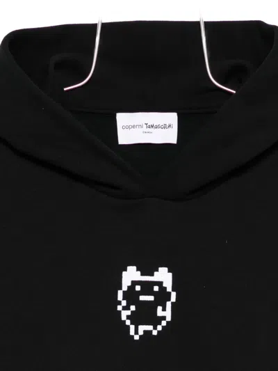 Coperni Organic Cotton Hooded Sweatshirt Featuring Embroidery In Black