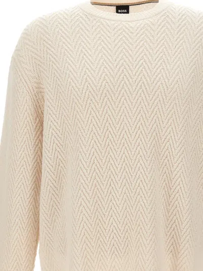 Hugo Boss Hitalo Textured Crewneck Sweater In Multi