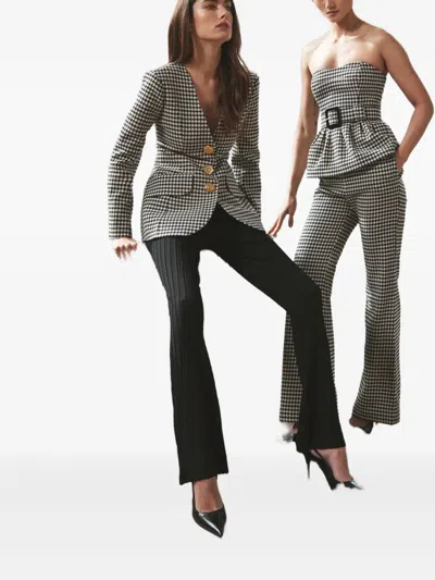 Cara Cara Christopher Houndstooth Wool-blend Pants In Gray