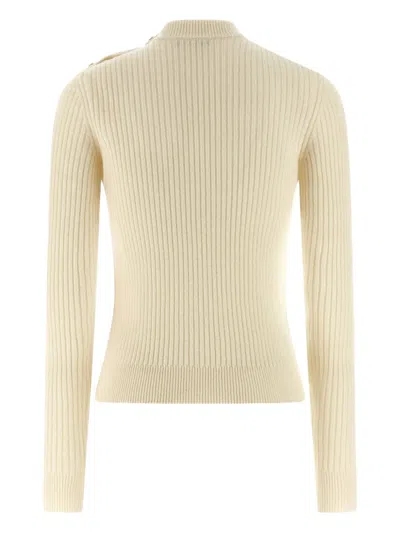 Balmain Ribbed Sweater Sweaters And Cardigans White In Brown
