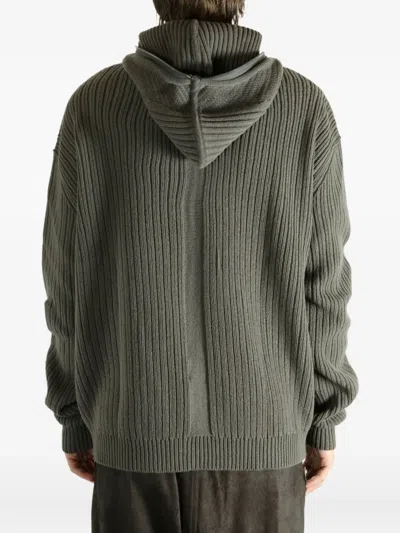Rick Owens Ribbed Zip-up Hoodie In Gray
