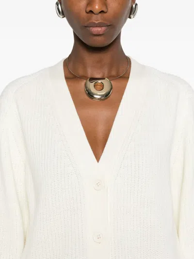 P.a.r.o.s.h Ribbed Patch-pocket Cardigan In White