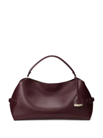 Ralph Lauren Medium Curved-handle Leather Satchel Bag In Red