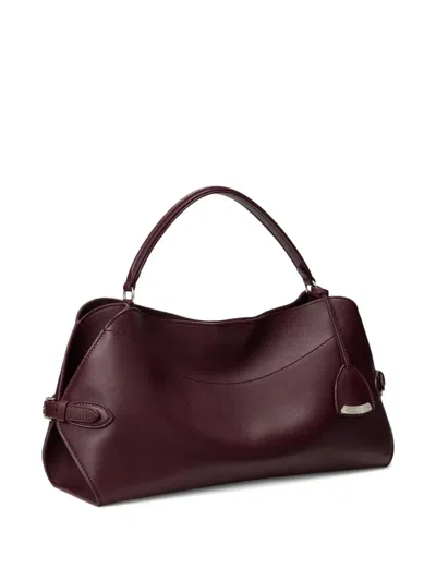 Ralph Lauren Medium Curved-handle Leather Satchel Bag In Red