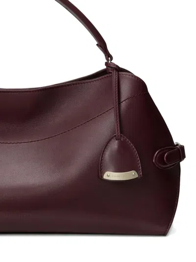 Ralph Lauren Medium Curved-handle Leather Satchel Bag In Red