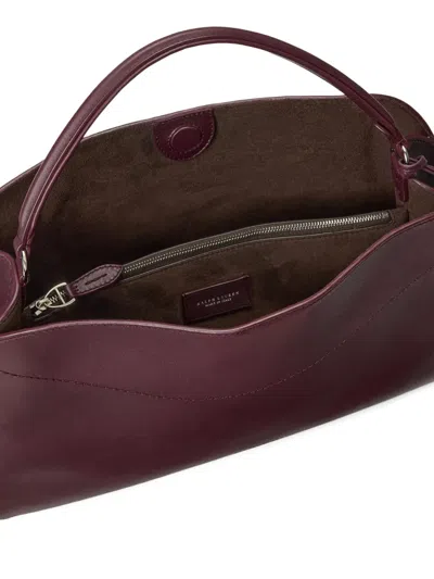 Ralph Lauren Medium Curved-handle Leather Satchel Bag In Red