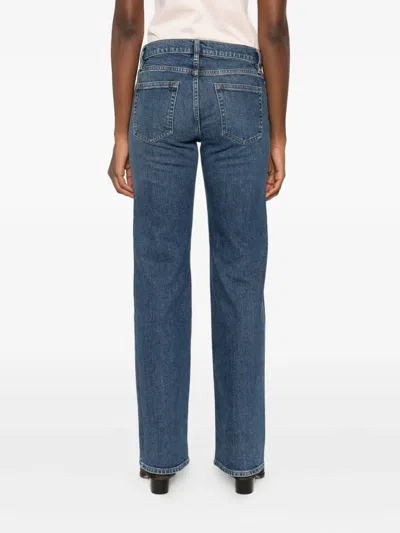 Frame Button-fly Stretch-cotton Jeans In Blue