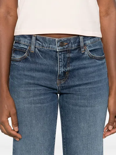 Frame Button-fly Stretch-cotton Jeans In Blue