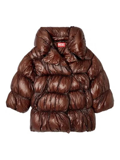 Diesel W-inona Padded Coat In Brown