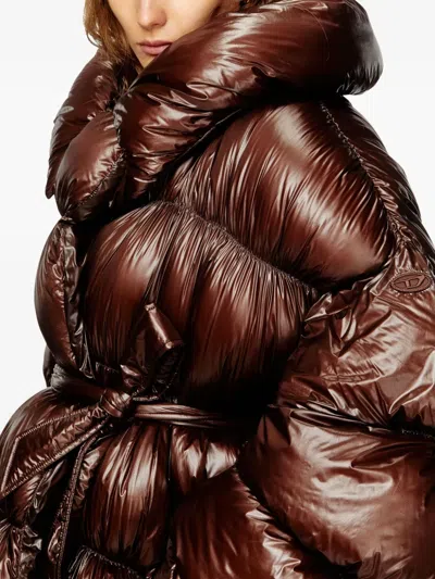 Diesel W-inona Padded Coat In Brown