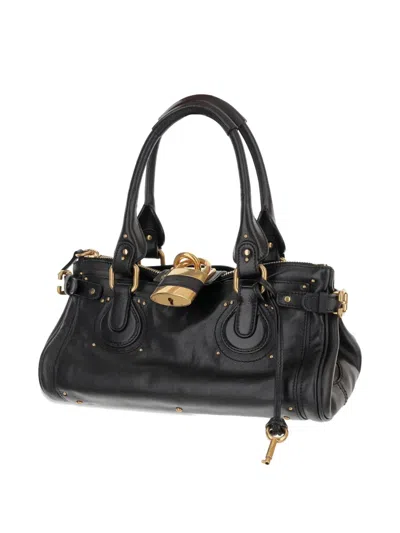Chloé Structured Shoulder Bag With Padlock And Studs In Black