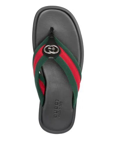 Gucci Interlocking G Thong Sandal In Green