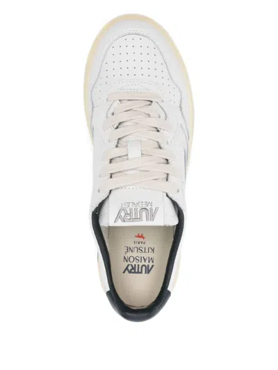 Autry X Maison Kitsuné Medalist Low Sneakers In White And Blue Leather In Multi