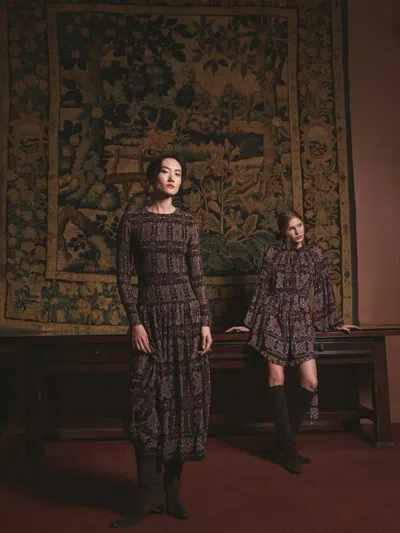 Cara Cara Blossom Floral-print Long-sleeve Dress In Multi