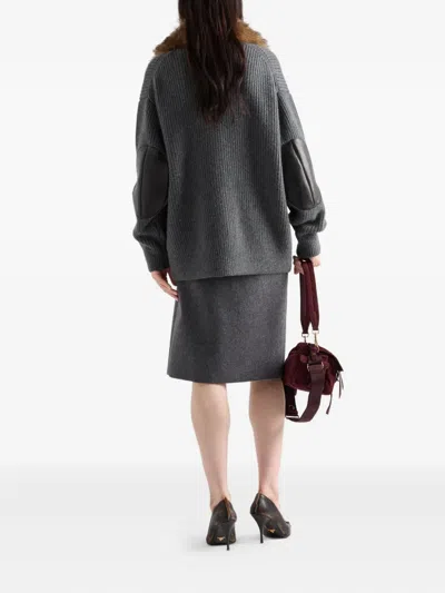 Prada Cashmere Cardigan In Gray