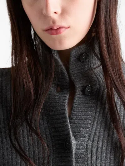 Prada Cashmere Cardigan In Gray