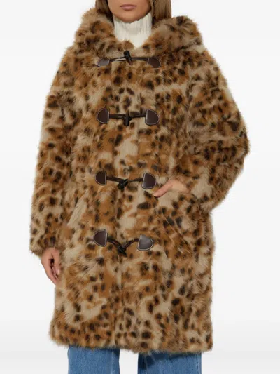 Munthe Leopard-print Toggle Coat In Brown