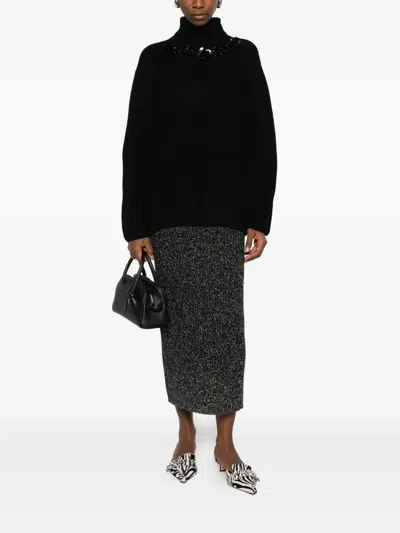 P.a.r.o.s.h High-neck Sequin-embellished Sweater In Black