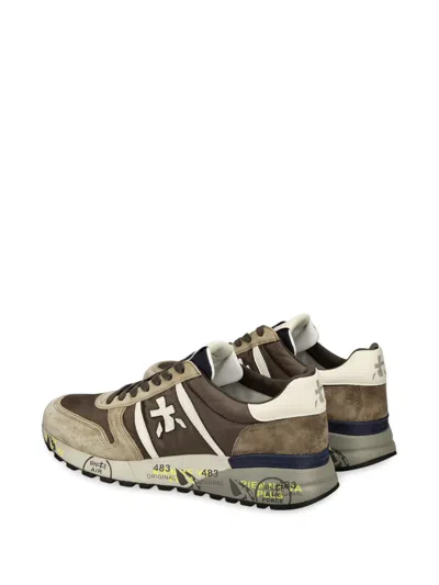 Premiata Low-top Sneakers With Suede And Smooth Texture Details In Brown