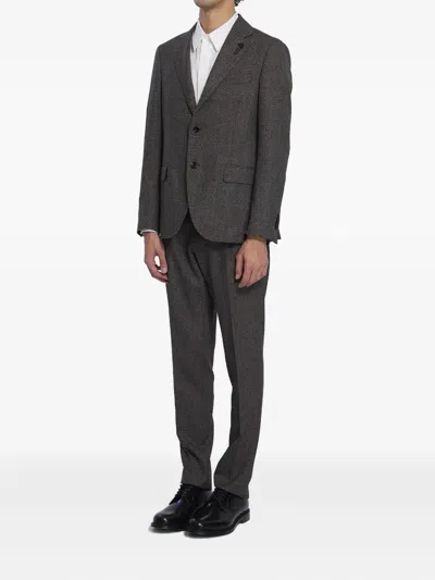 Lardini Single-breasted Suit In Virgin Wool In Brown