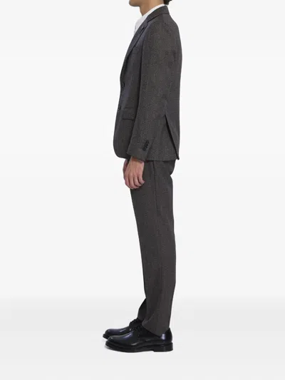 Lardini Single-breasted Suit In Virgin Wool In Brown