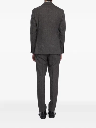Lardini Single-breasted Suit In Virgin Wool In Brown