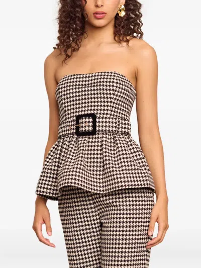 Cara Cara Tilda Houndstooth Peplum Top In Multi
