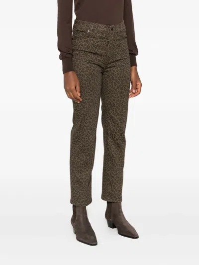 Frame Le Sylvie High Rise Slim Jeans In Leopard Print In Brown