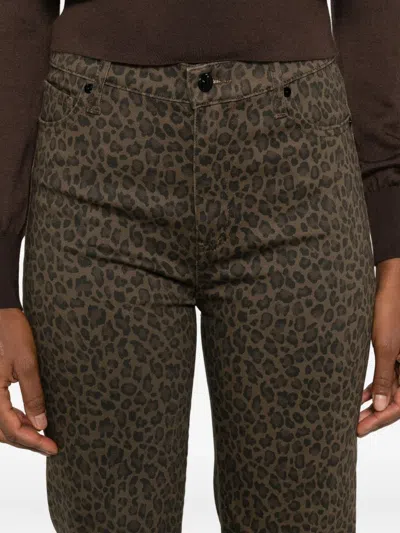 Frame Le Sylvie High Rise Slim Jeans In Leopard Print In Brown