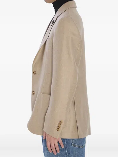 Lardini Cashmere Jacket Featuring Buttoned Cuffs In Brown