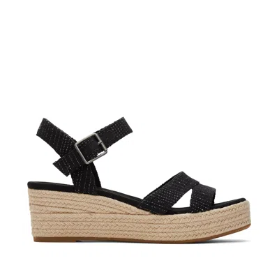 Toms Audrey Ankle Strap Espadrille Platform Wedge Sandal In Black