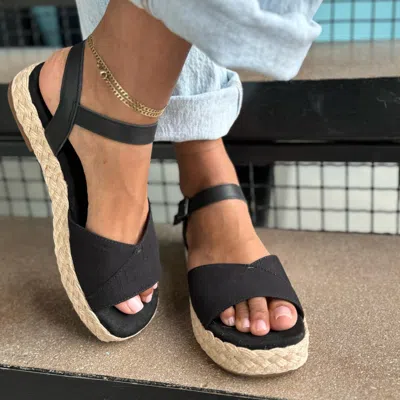 Toms Women's Abby Flatform Espadrille Sandal In Black