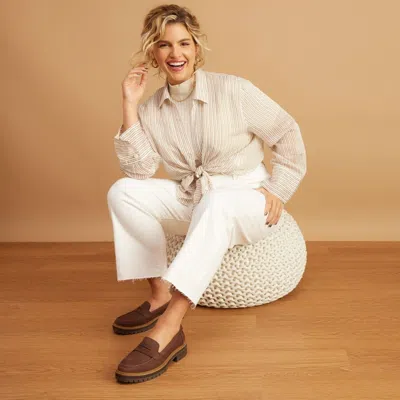 Toms Women's Cara Dark Leather Loafer Flat In Brown