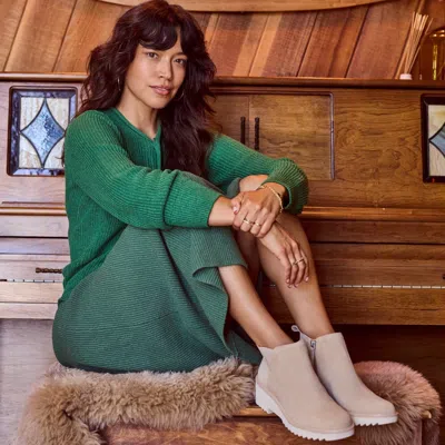 Toms Women's Maude Oatmeal Suede Wedge Boot In Brown