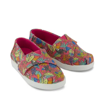 Toms Kid's Alpargata Classic Toddler Shoe Fuchsia Birds Of Paradise Print In Multi