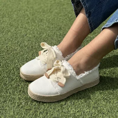 Toms Women's Carolina Lace-up Espadrille Beachside Woven In White