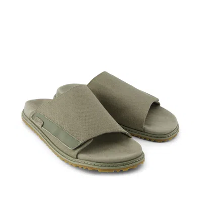 Toms Men's Danilo Slide Sandal Vetiver Grey Heavy Canvas Slip On In Green
