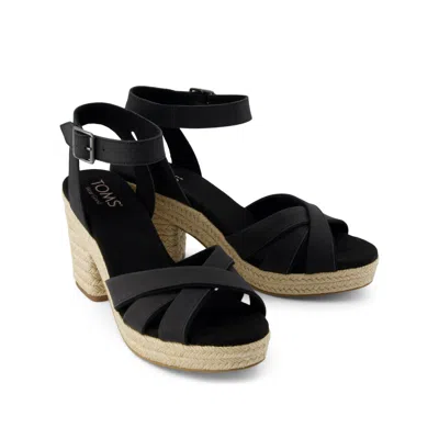 Toms Women's Majorca Rope Strappy Platform Sandal Leather In Black