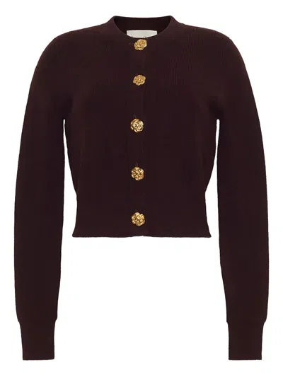 玫瑰金色纽扣开衫