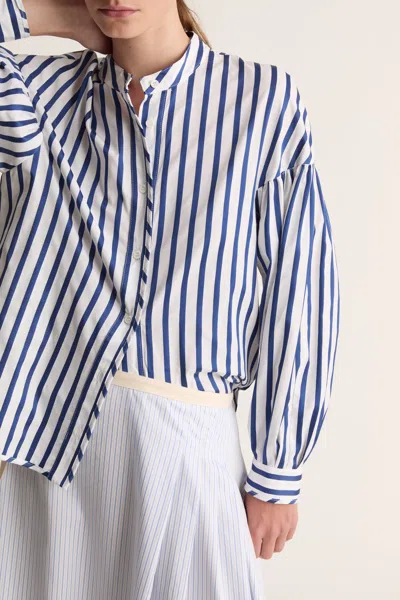 Lee Mathews Josie Striped Blouse In Multi