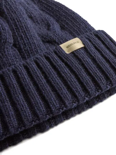 Woolrich Cable-knit Hat In Blue