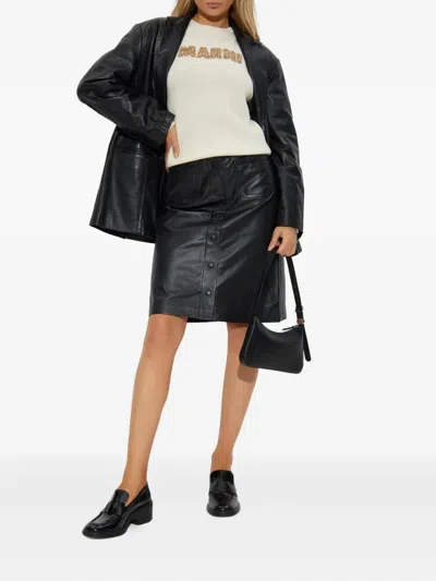 Munthe Locus Leather Skirt In Black