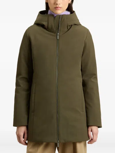 Woolrich Hooded Zip-front Parka In Green