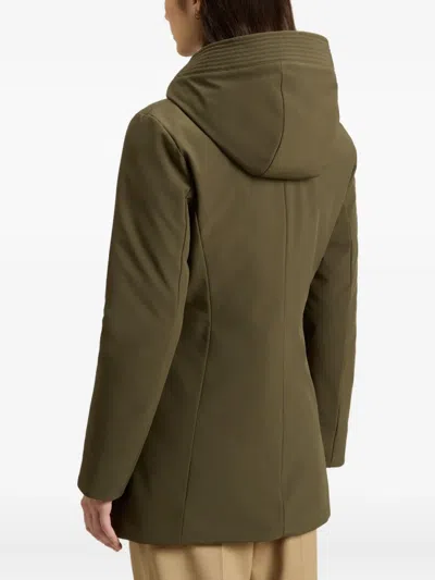 Woolrich Hooded Zip-front Parka In Green