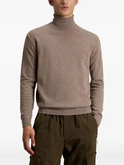 Woolrich Turtleneck Wool Sweater In Brown