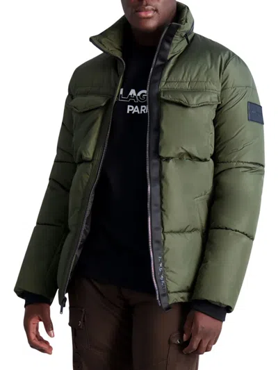 Karl Lagerfeld Paris Quilted Puffer Jacket In Green