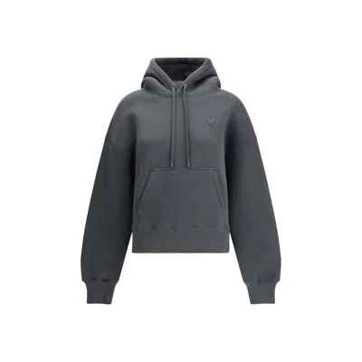Ami Alexandre Mattiussi Ami De Coeur Hoodie In Gray